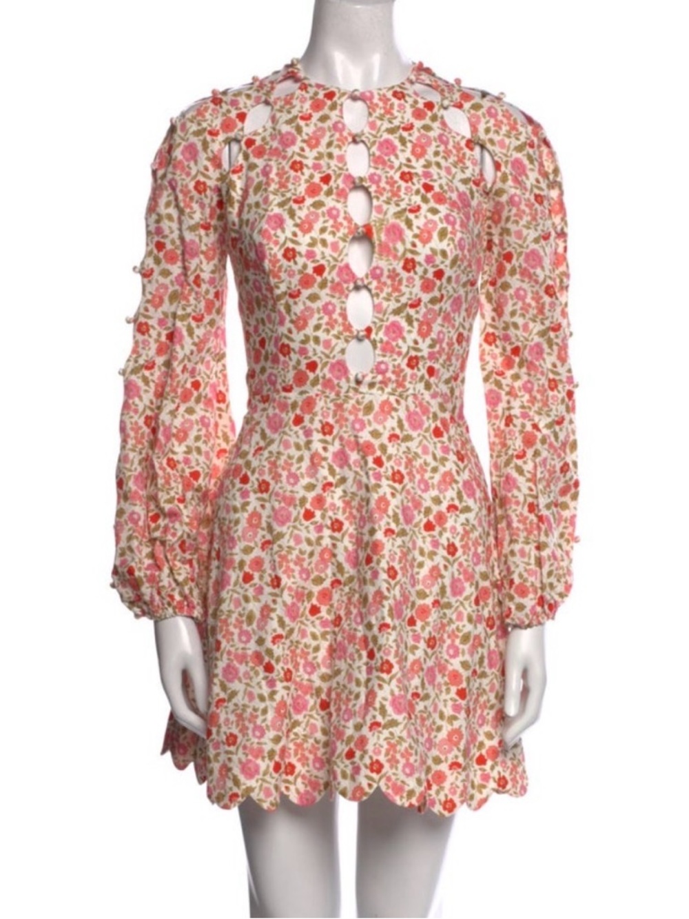 Zimmermann Goldie Scallop- Hem Short Dress- Floral Mini Dress. Size: AUS 0 nwt